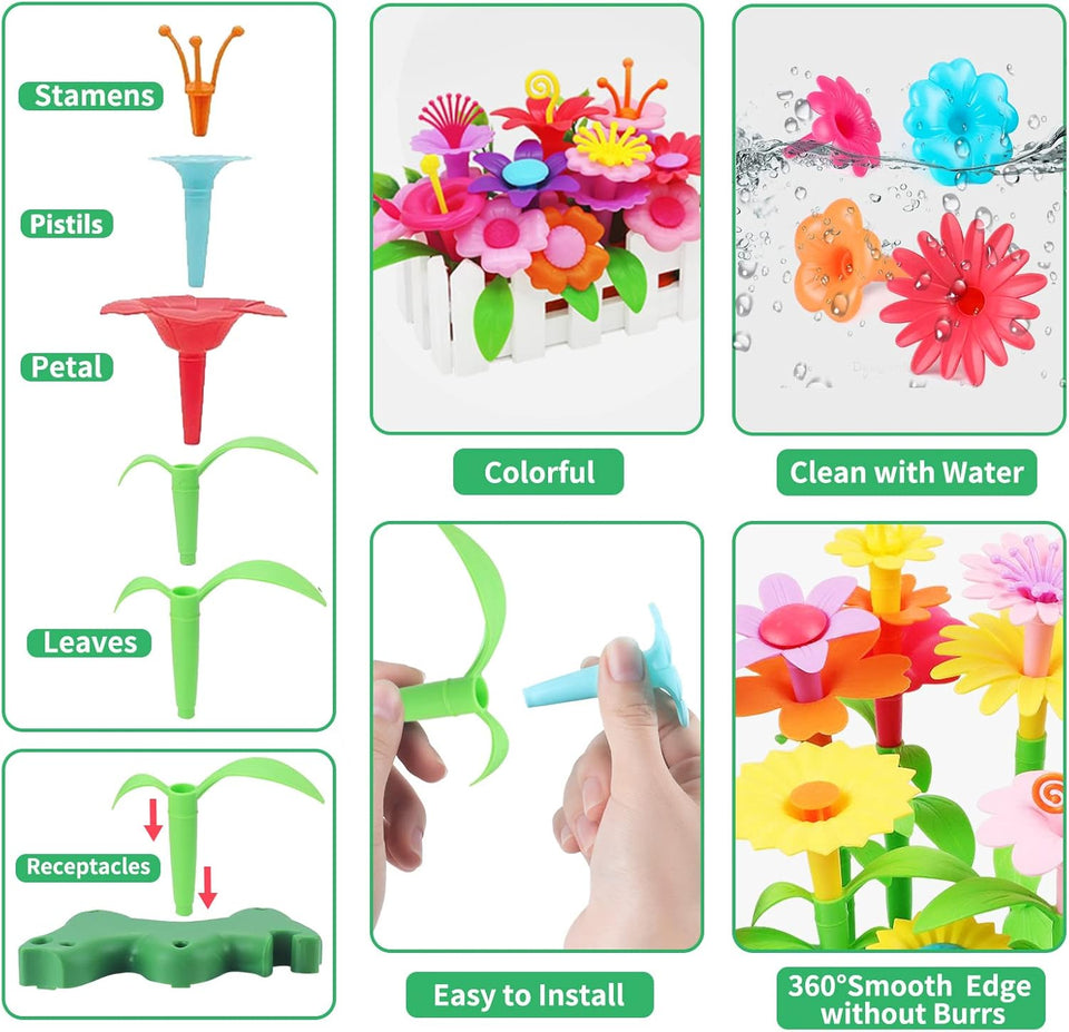 CENOVE Birthday Toys Gifts for 3 4 5 6 Years Old Boys Girls,Upgrade DIY Flower Garden Building Toy,STEM Educational Kids Toys Preschool Kindergarten Arts and Crafts Toy