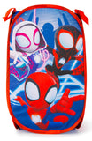 Jay Franco Marvel Spidey & His Amazing Friends Pop Up Hamper - Ghost Spider and Miles Morales Mesh Laundry Basket/Bag with Durable Handles - Storage for Clothes and Toys