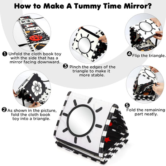 URMYWO Black and White Baby Toy, Tummy Time High Contrast Newborn Toys 0-3 Months, Soft Baby Book, Visual Stimulation Montessori Sensory Infant Toys 0-6-12 Months, Boy Girl Shower Gift, Easter Stuffer