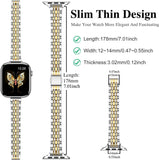 MioHHR Slim Metal Band Compatible with Apple Watch Band 42mm(Series 11 10) 41mm(Series 9 8 7) 40mm(Series 6 5 4 SE3/2/1) 38mm(Series 3 2 1),Stainless Steel iWatch Bands for Women,Silver/Gold