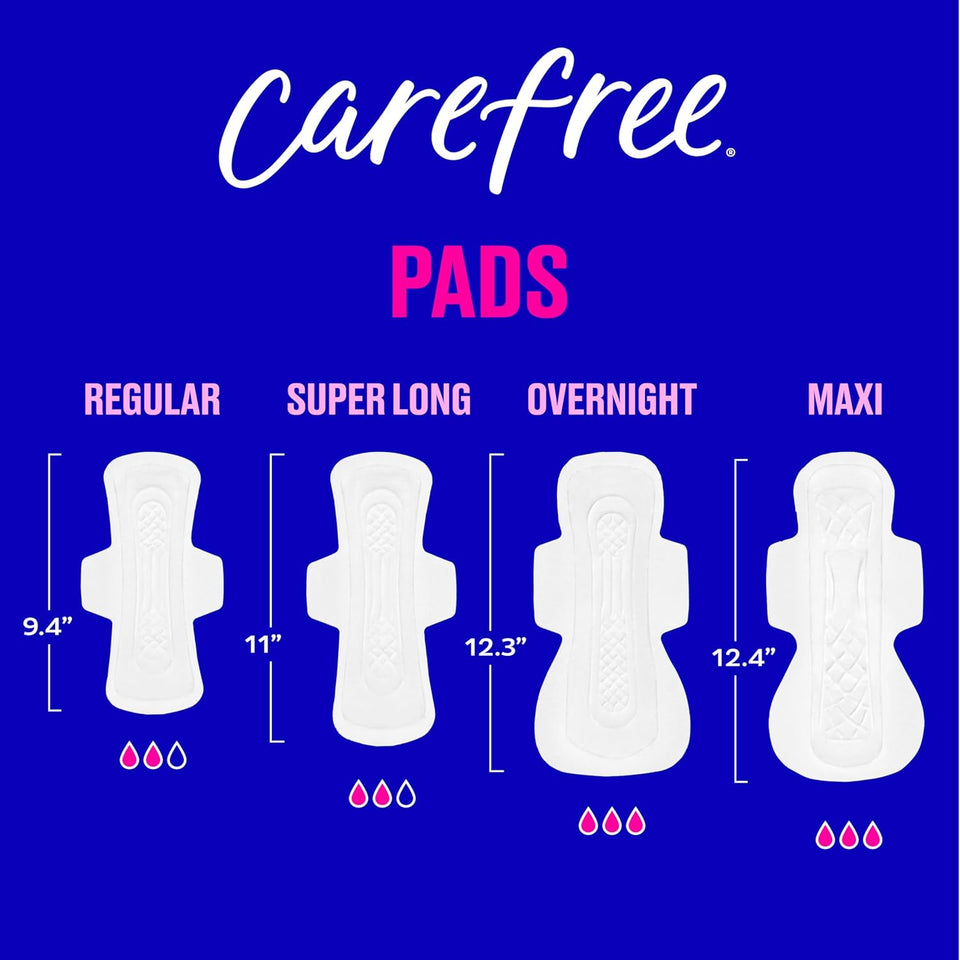 carefree maxi overnight pads with wings 28ct feminine care protection