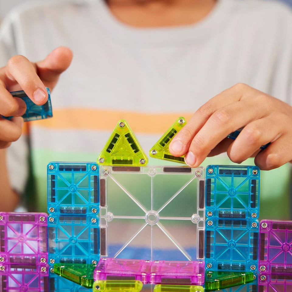 MAGNA-TILES microMAGS Travel Set Deluxe 55-Piece Magnetic Construction Set, The Original Magnetic Building Brand