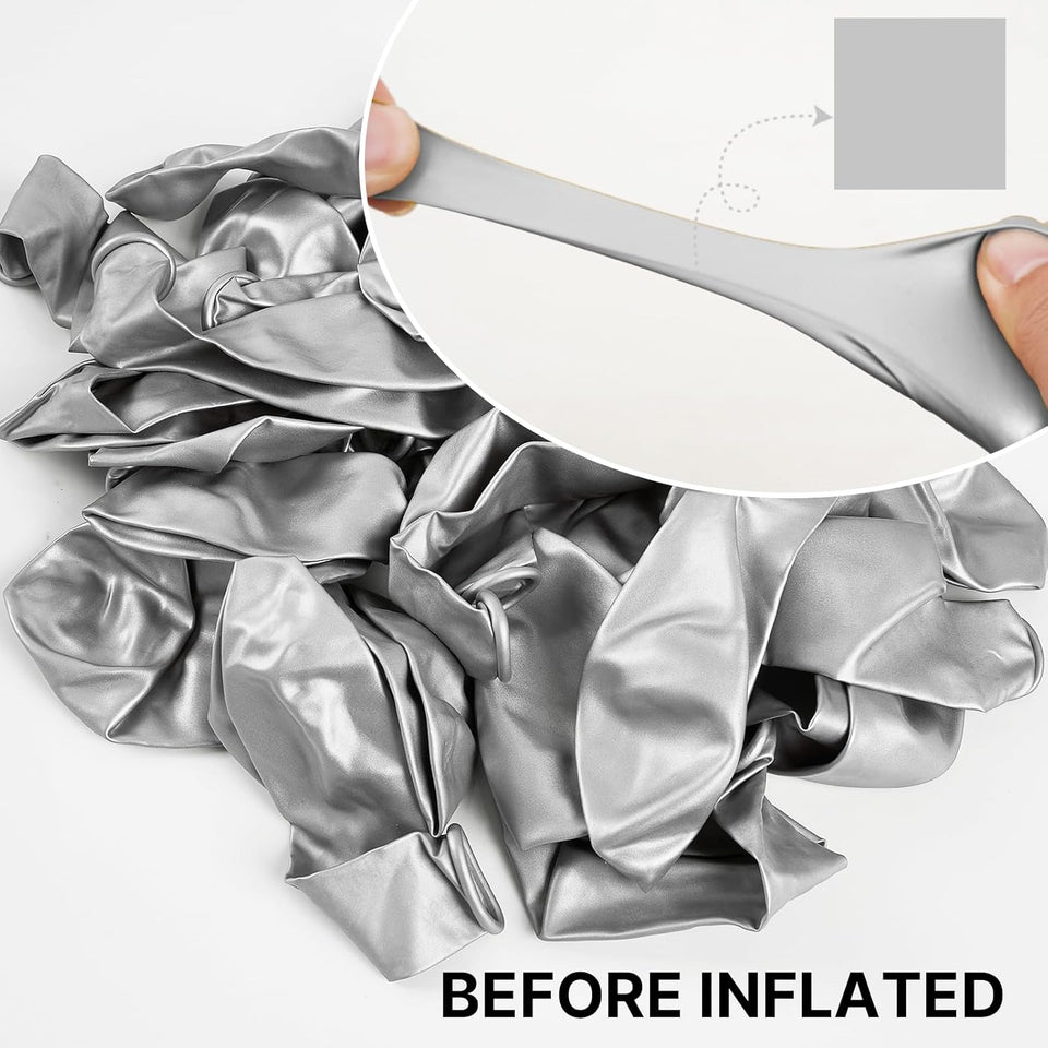 PartyWoo Metallic Silver Balloons, 50 pcs 12 Inch Silver Metallic Balloons, Silver Balloons for Balloon Garland or Arch as Wedding Decorations, Birthday Decorations, Party Decorations, Silver-G102