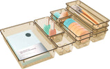 16 PCS Drawer Organizer Set, 5 Varied Size Bathroom and kitchen Drawer cabinet organizer Trays, Clear Storage Bins for Makeup, Jewelry, Utensils and Gadgets