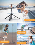 ANXRE 71" Phone Tripod, NT79 Extendable Selfie Stick with 1/4" Camera Mount for Cell Phone＆Camera, Phone Tripod Stand Holder with Remote Compatible with iPhone Android, Camera