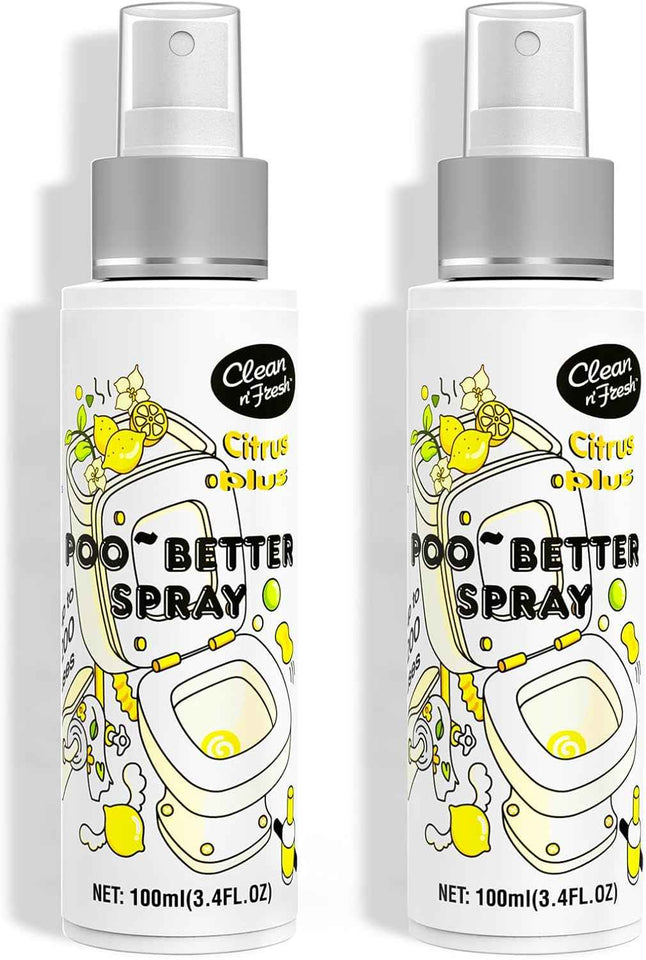 Clean-n-Fresh Citrus Poo Spray - 100% Natural Bathroom Deodorizer with Essential Oils for Up to 400 Uses