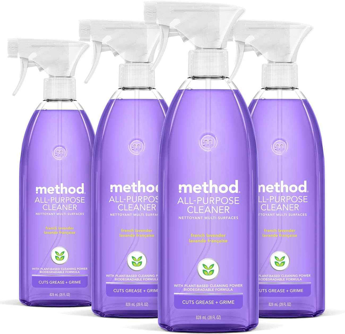 Method All-Purpose Cleaner Spray, French Lavender, Perfect for Most Counters, Tiles and More, 28 Fl Oz, (Pack of 4)
