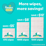 Pampers Sensitive Baby Wipes, Water Based, Hypoallergenic and Unscented, 18 Flip-Top Packs (1008 Wipes Total) [Packaging May Vary]