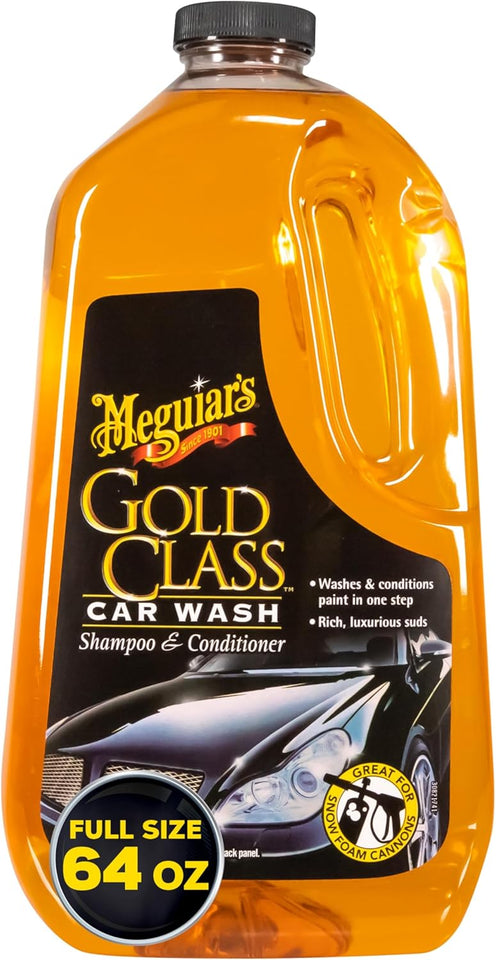 Meguiar's Gold Class Car Wash - 64 Oz, Foam Cannon or Bucket Wash, Safe for All Paint Types, 1-Step Cleaning and Conditioning