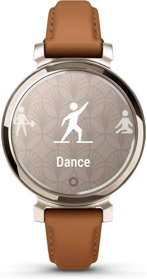 Garmin Lily 2, Small and Stylish Smartwatch, Hidden Display, Patterned Lens, Up to 5 Days Battery Life, Tan