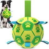 Qdan dog toys 6 inch world cup dog soccer ball with straps for small medium pet outdoor play