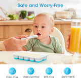 DOQAUS Silicone Ice Cube Trays with Lid & Bin, 4-Pack - Stackable Storage for RV, Soup, Food, Cocktail, Coffee