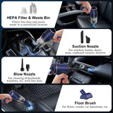 KMM 9000Pa handheld car vacuum cleaner with LED light and multi-nozzles for car home office pet