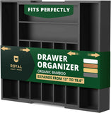 ROYAL CRAFT WOOD Luxury Bamboo Kitchen Drawer Organizer - Silverware Organizer, Utensil Holder & Cutlery Tray Drawer Dividers for Flatware (9 Slot, Natural)