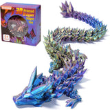 Three Color 12" 3D Printed Dragon, Articulated Dragon, Crystal Dragon, Dragon Fidget Toy, Home Office Decor Executive Desk Toy (Blue Head)