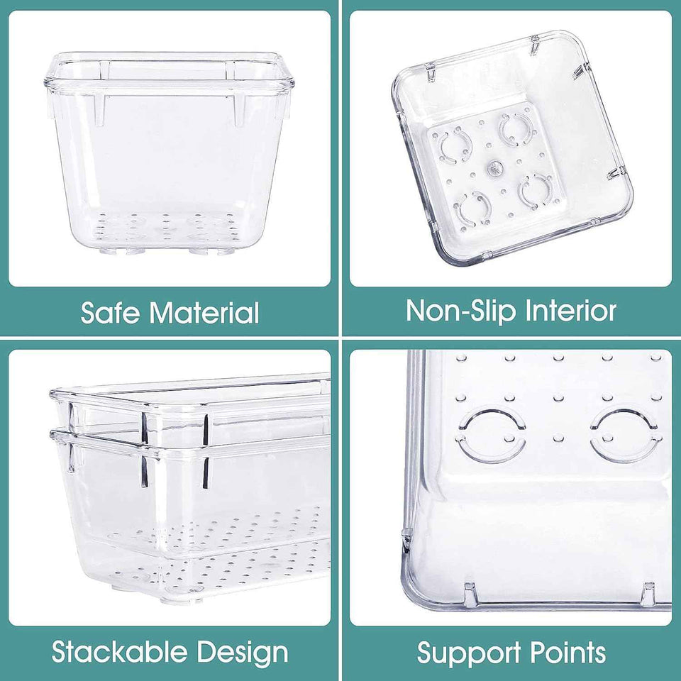 Clear Plastic Drawer Organizer Set - 25 PCS, 4 Sizes Desk Drawer Dividers & Storage Bins for Organization