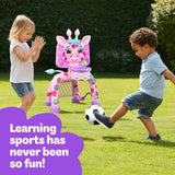 move2play giraffe basketball hoop & soccer goal activity center for 1, 2, 3+ year old
