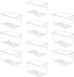 YIHONG 6 Pack Clear Pantry Organizer Bins, Plastic Containers with Handle for Kitchen,Freezer,Cabinet,Closet,Bathroom Under Sink Storage