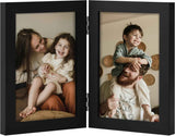decorUhome double 4x6 picture frame vertical engineered wood bifold photo frame with plexiglass tabletop display black