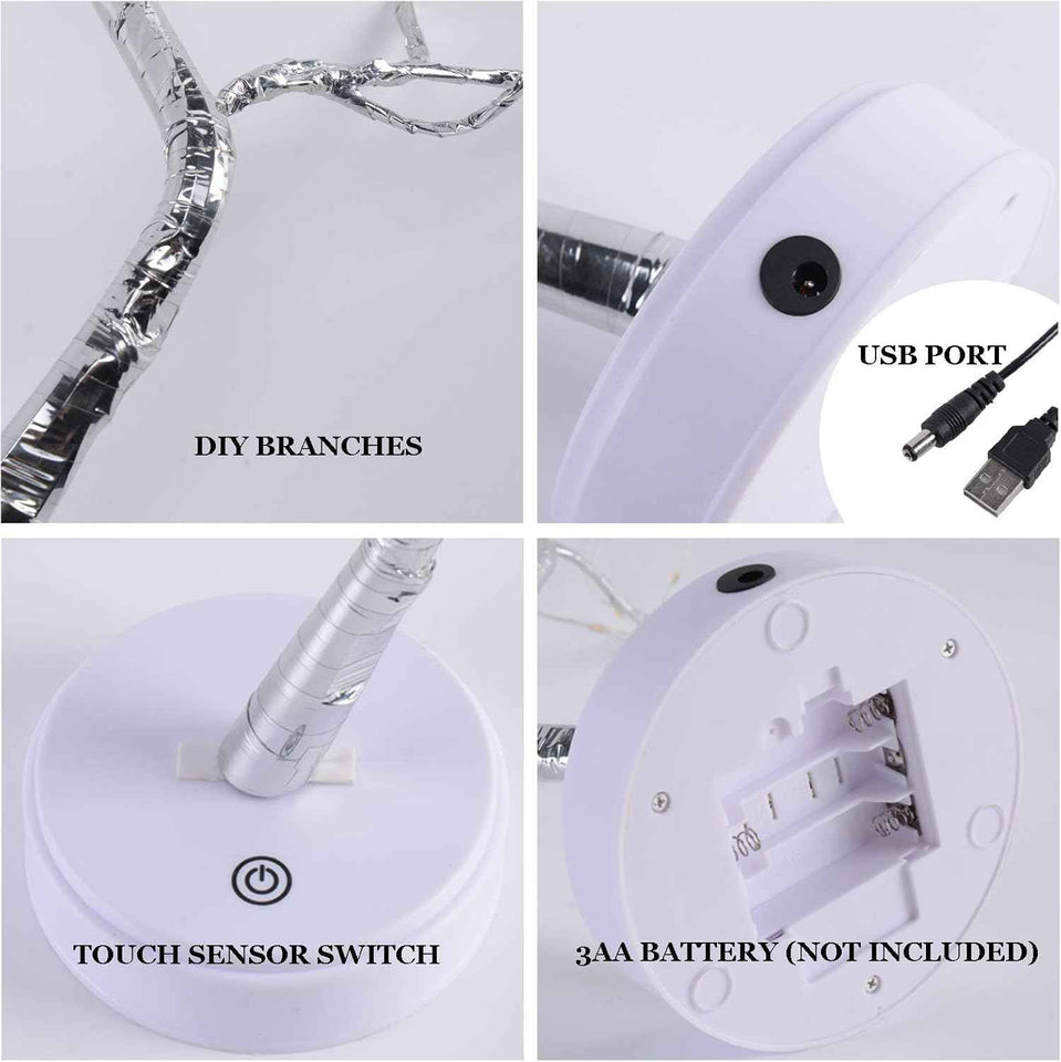 20" warm white LED tabletop bonsai tree light with 108 fairy lights, DIY artificial tree lamp for living room bedroom