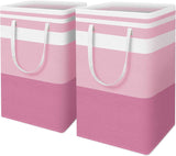 HomeHacks 2 Pack Large Laundry Baskets, Waterproof, Freestanding Laundry Hampers, Collapsible Clothes Hamper with Reinforced Handles in Laundry Room, College Dorm, Bathroom, Bedroom (Grey, 75Lx2)