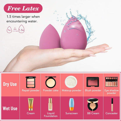 14PCS Makeup Sponge Set, Beauty Blender Sponge for Foundation Blending with 3PCS Mini Makeup Sponges & 4PCS Triangle Powder PLff, Soft Make Up Sponges for Face Cosmetic Applicator for Powder Liquid