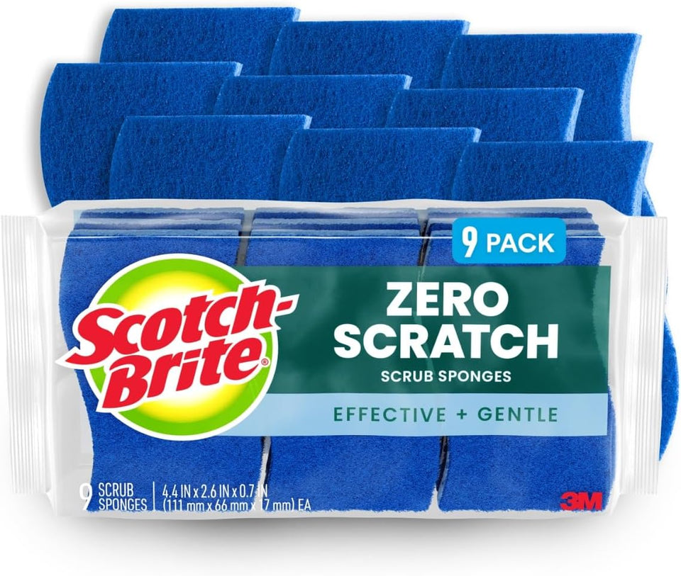 Scotch-Brite Non-Scratch Scrub Sponges, For Washing Dishes and Cleaning Kitchen, 9 Scrub Sponges