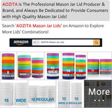 AOZITA [10 Pack] WIDE Mouth Mason Jar Lids for Ball, Kerr and More - White Plastic Storage Caps for Mason/Canning Jars - Leak-Proof, Dishwasher Safe & Food Grade