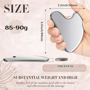 Nuanchu Stainless Steel Gua Sha Facial Tools Metal Guasha Tool for Face Body Jawline Shaper, Double Chin Reducer, Puffiness Reducing, Lymphatic Drainage Massager Skin Care Gift with Pouch(Silver)