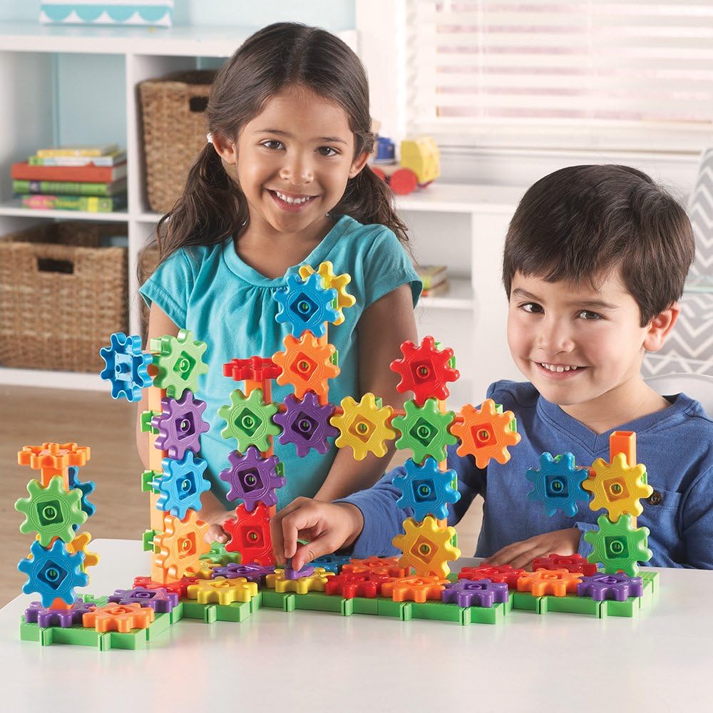 Learning Resources Gears 100-Piece Deluxe Building Set -STEM Activities, Fine Motor Skills, Toddler Explorer Kit, Science and Construction, Boys and Girls Gifts