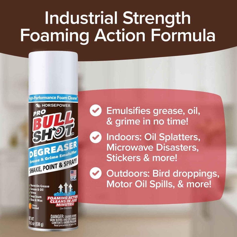 Bull Shot Degreaser Pro: Heavy-duty, Foaming Cleaner for Grease, Oil, and Grime Removal