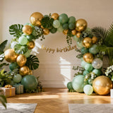 RUBFAC Gold Balloons 129pcs Different Sizes 18 12 10 5 Inch, Metallic Gold Balloon Garland Arch Kit for Graduation Party Wedding Holiday Happy Birthday Decoration