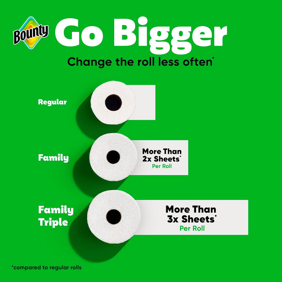 Bounty Quick Size Paper Towels, White, 8 Family Rolls = 20 Regular Rolls - Rayz Mart