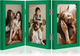 decorUhome Engineered Wood Trifold 4x6 Photo Frame with Plexiglass for Tabletop Display, Black, 3-Picture Frame