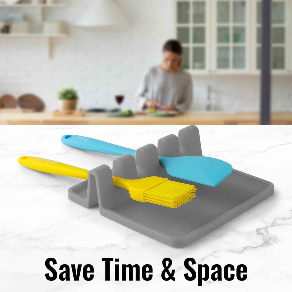 Silicone Utensil Rest with Drip Pad, Heat-Resistant, Durable, and BPA-Free Utensil Holder for Stove Top Kitchen Utensils
