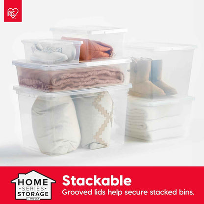 IRIS USA 20-Pack Storage Bins with Lids, 6 Quart, Shoe Boxes Clear Stackable Containers Organize Shoes Closet Shelves, Classroom Organization Teacher Tools, Game Storage - BPA-Free Plastic