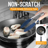 HOTEC Premium 7 & 9 Inch Kitchen Tongs, Stainless Steel Locking Cooking Tongs with Silicone Tips, Non-Scratch & Heat Resistant, Serving Tongs for Salad, BBQ, Classic Blue, Set of 2