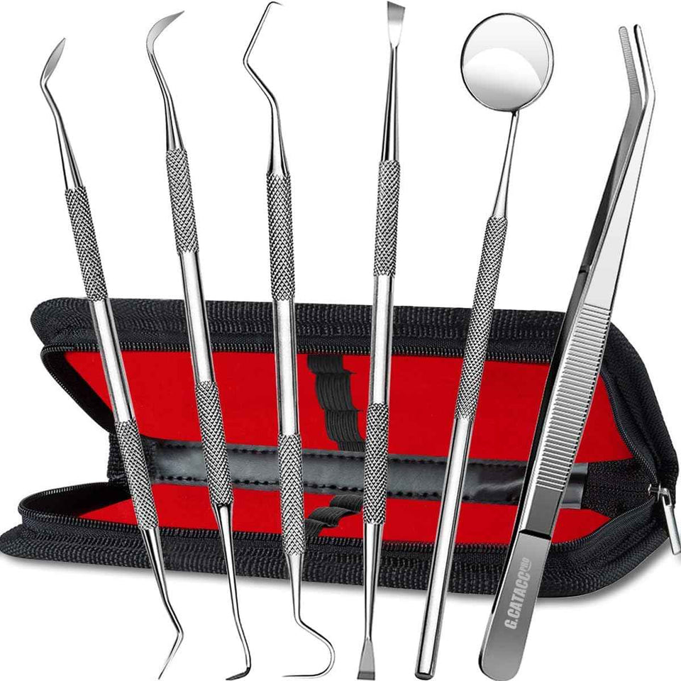 G.CATACC dental pick teeth cleaning tools, professional stainless steel tooth scraper, easy to use for adults and pets
