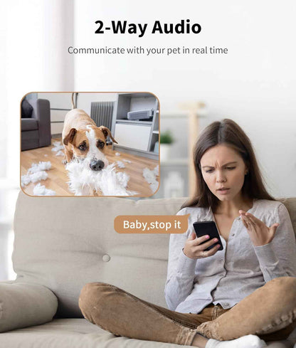 2K Pet Camera Treat Dispenser, 360°View Dog Camera with Phone App, 5G&2.4G WiFi 2-Way Talk Pet Cam Indoor for Cats Remote Treat Tossing, Motion Alerts, Auto Tracking