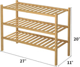 3-Tier Bamboo Shoe Rack Organizer for Entryway & Closet – Stackable Freestanding Shoe Shelf, Eco-Friendly