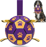 Qdan dog toys 6 inch world cup dog soccer ball with straps for small medium pet outdoor play