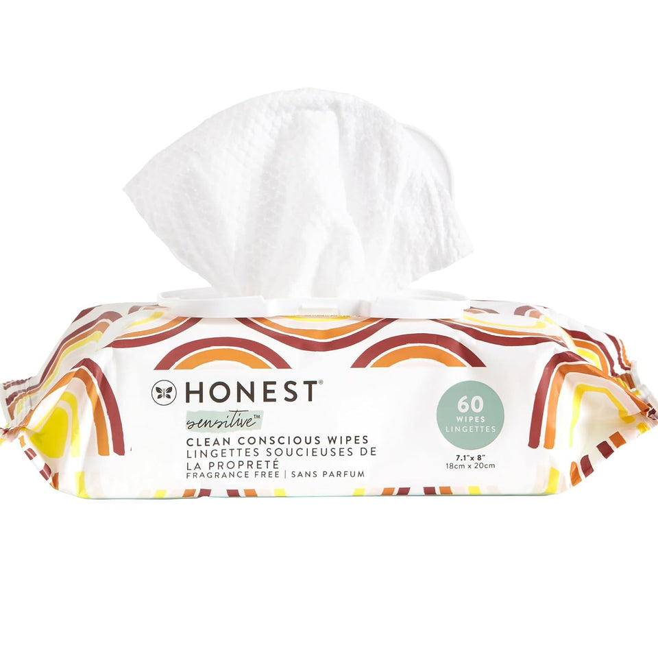 Honest Company Hypoallergenic Baby Wipes for Sensitive Skin, Fragrance-Free, 576 Count (6 Packs of 96)