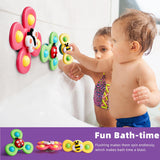 LiKee Strong Suction Cup Fidget Rotating Sensory Bath Toys for Baby Christmas Stocking Stuffers, Airplane Car Travel Table & Window Toys for Toddler Boys and Girls, 10+ Months