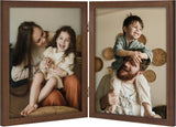 decorUhome double 4x6 picture frame vertical engineered wood bifold photo frame with plexiglass tabletop display black
