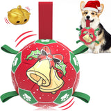 Qdan dog toys 6 inch world cup dog soccer ball with straps for small medium pet outdoor play