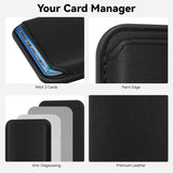 Stronger magnetic RFID leather Mag-Safe card holder for iPhone 16/17/15/14/13/12 Pro/Promax, Mag-Safe accessories, black