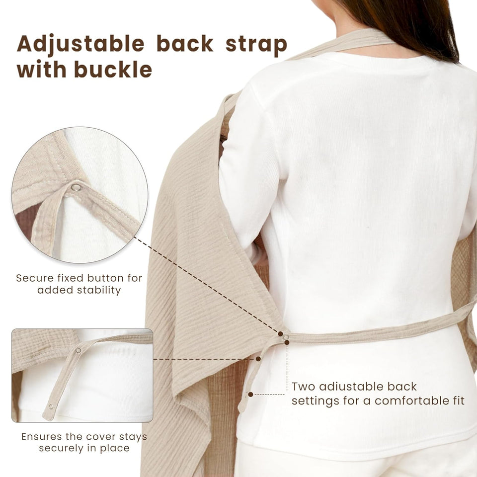 Konssy Muslin Nursing Cover for Baby Breastfeeding, Breathable 100% Cotton Breastfeeding Cover with Rigid Hoop for Mother Nursing Apron, Multi-use Carseat Canopy (Summer Wheat)