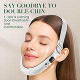 Electric Double Chin Device and V-Face Machine with 6 Modes and 12 Gear Adjustable Intensities - for Jawline Sculptor and Face Slimmer - White