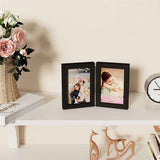 decorUhome Double 4x6 Picture Frame Vertical, Engineered Wood Bifold Photo Frame with Plexiglass for Tabletop Display, 4x6, Black
