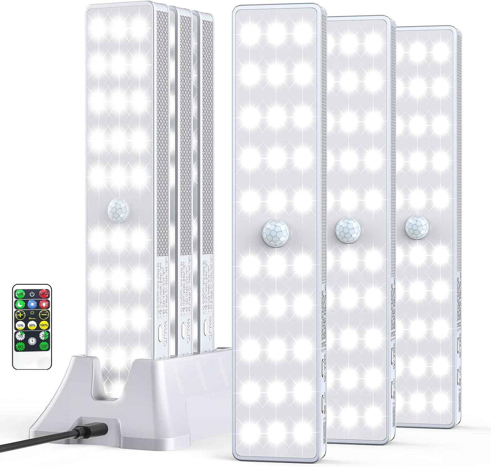 Lightbiz 6 Pack 30LEDs Dimmer Closet Light with Charging Station, Stick-Anywhere Motion Sensor Lighting
